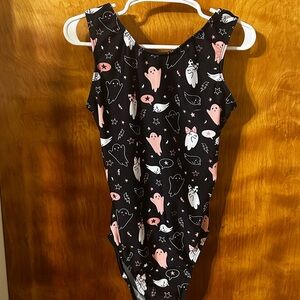Destira Girls' Black Ghost Print One-Piece leotard